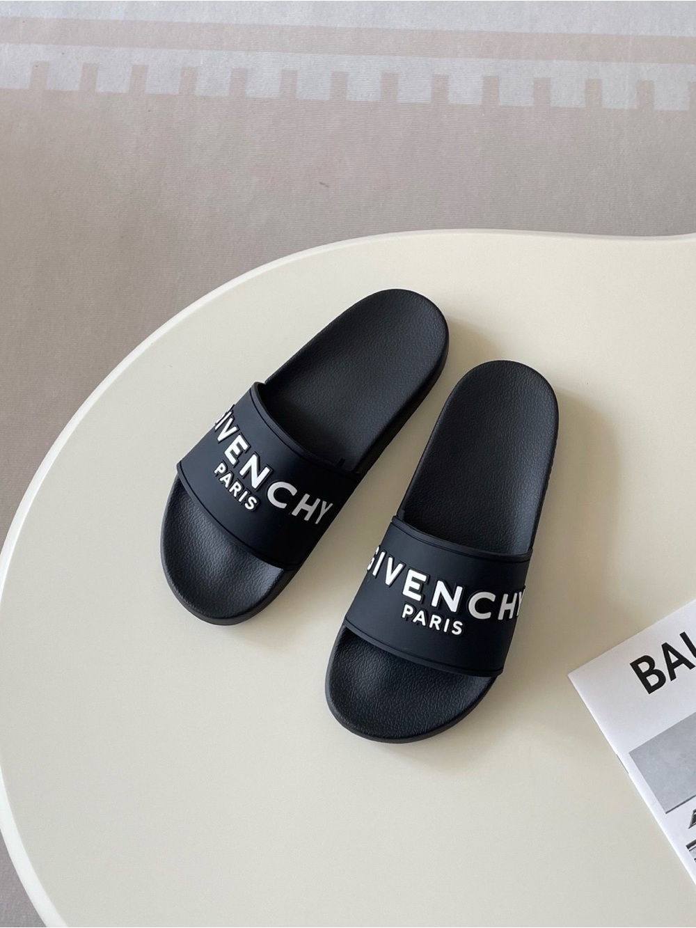 Givenchy Black Slides with White Logo - Picture 2 of 9